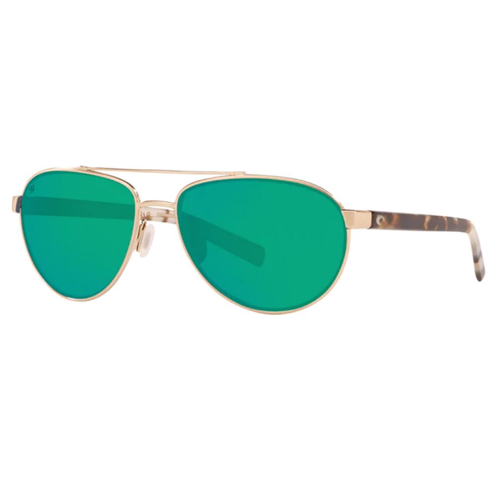 Costa Fernandina Sunglasses Polarized Women's in Brushed Gold with Green Mirror 580G